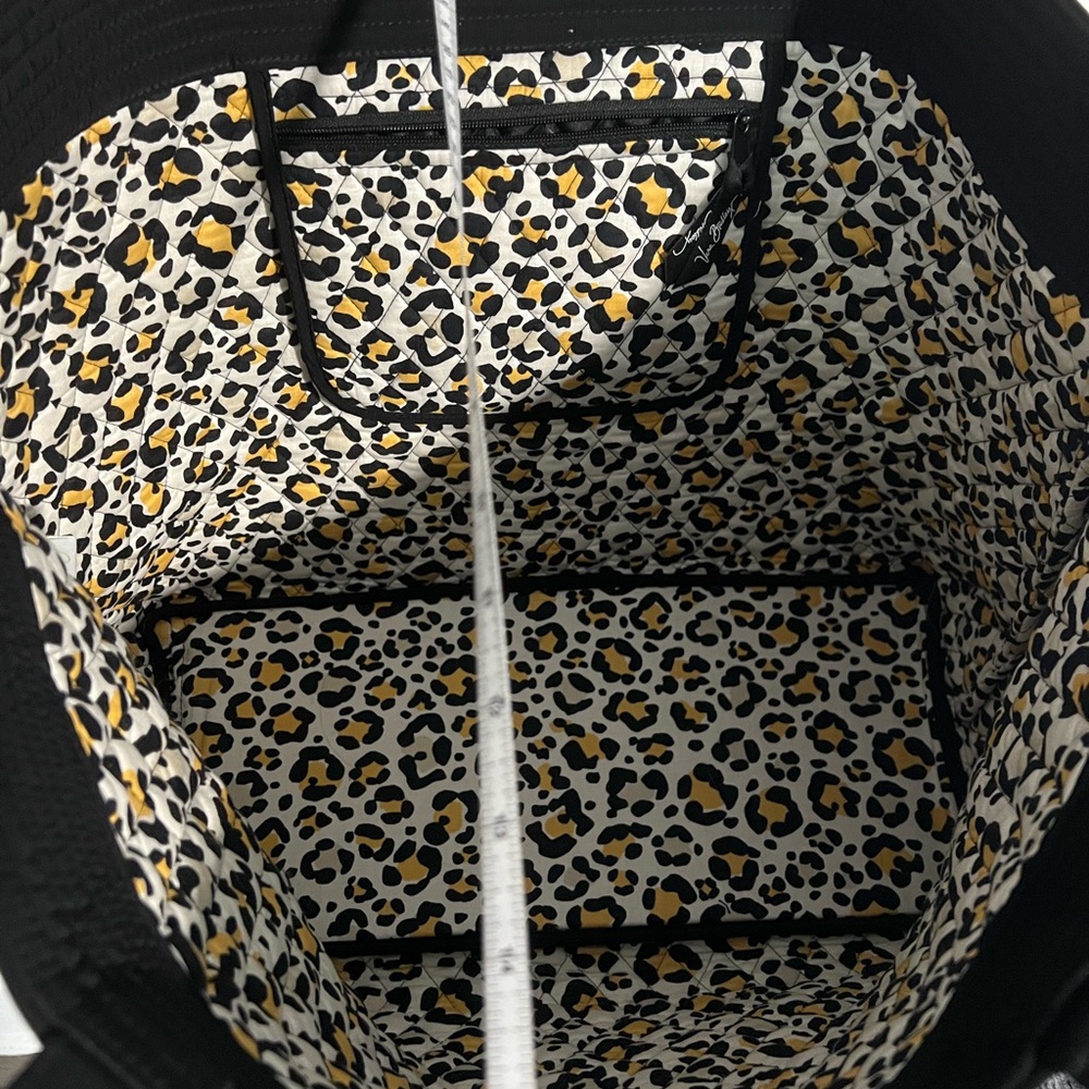 Vera Bradley black tote bag with leopard print inside lining. Never been used.